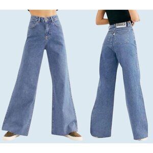 RAGGED / RAGGED PRIEST Hi Rise Wide Leg Raw Hem Jeans Size 30